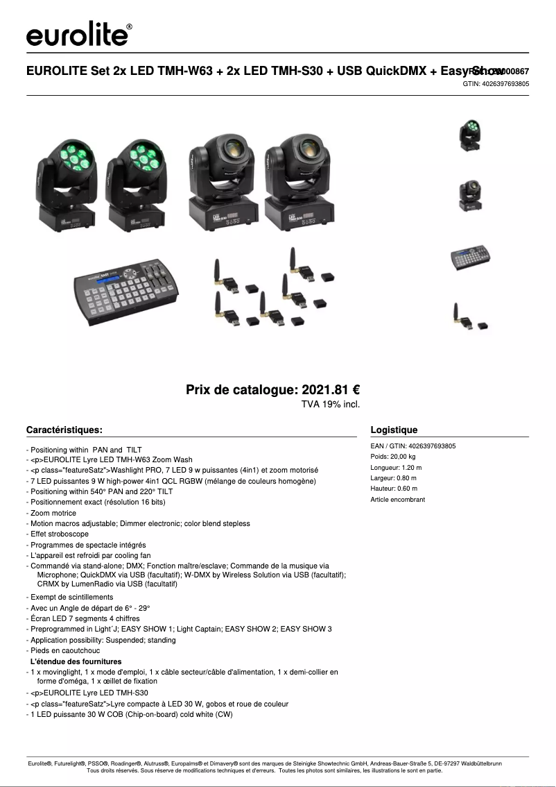 Page n°1 - Fiche technique Eurolite LED TMH-W63