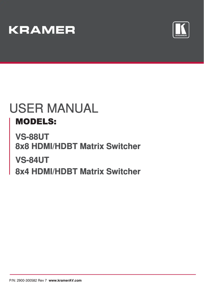 Page n°1 - Manuel utilisateur Kramer VS-84UT