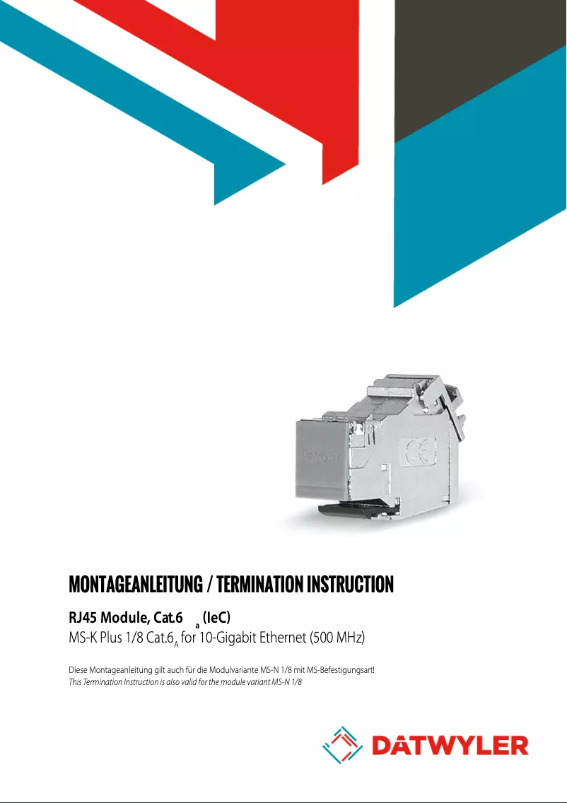Página 1 del manual Manual de usuario Dätwyler MS-K Plus 1/8 Cat.6A