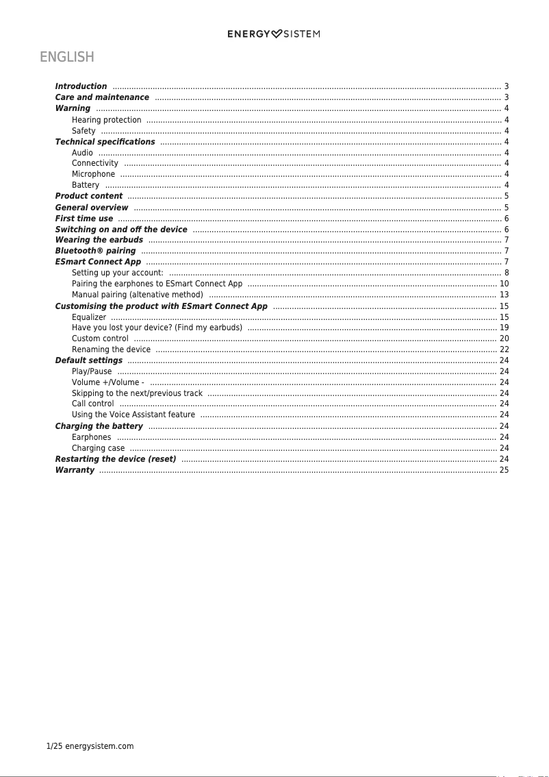 Page n°1 - Manuel utilisateur Energy Sistem Freestyle