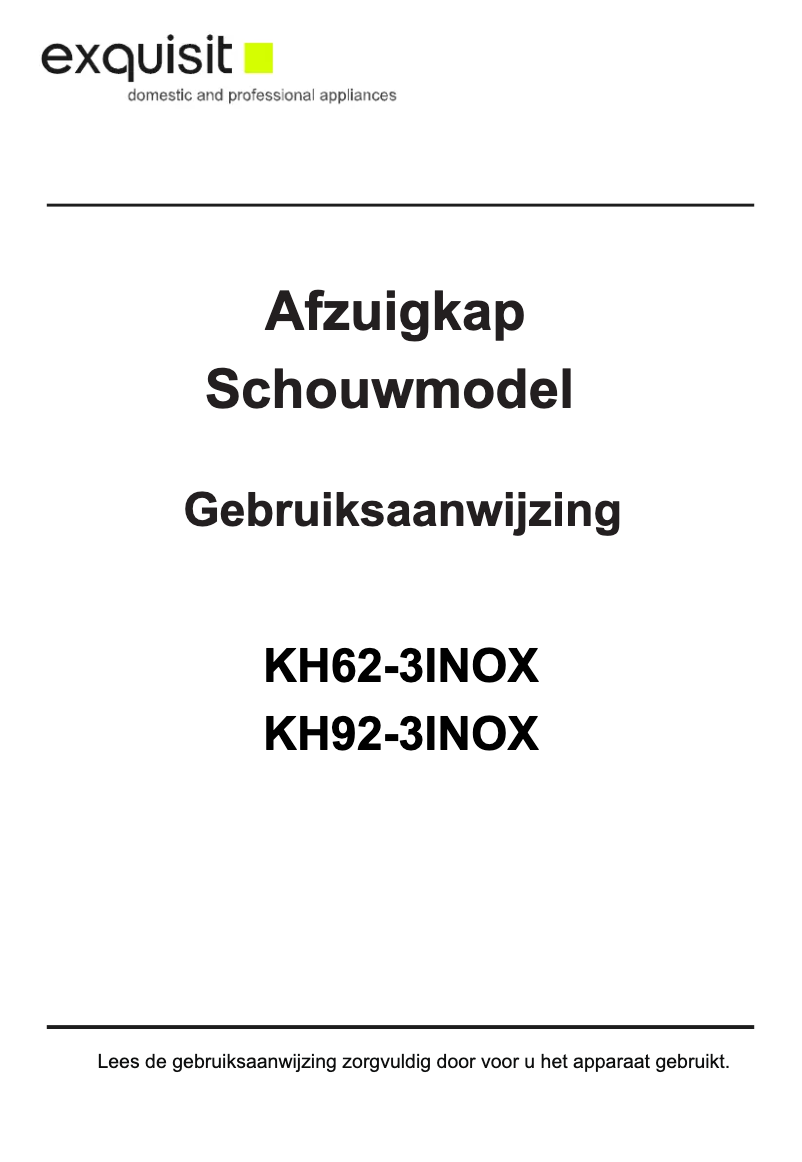 Image de la première page du manuel de l'appareil KH62-3INOX