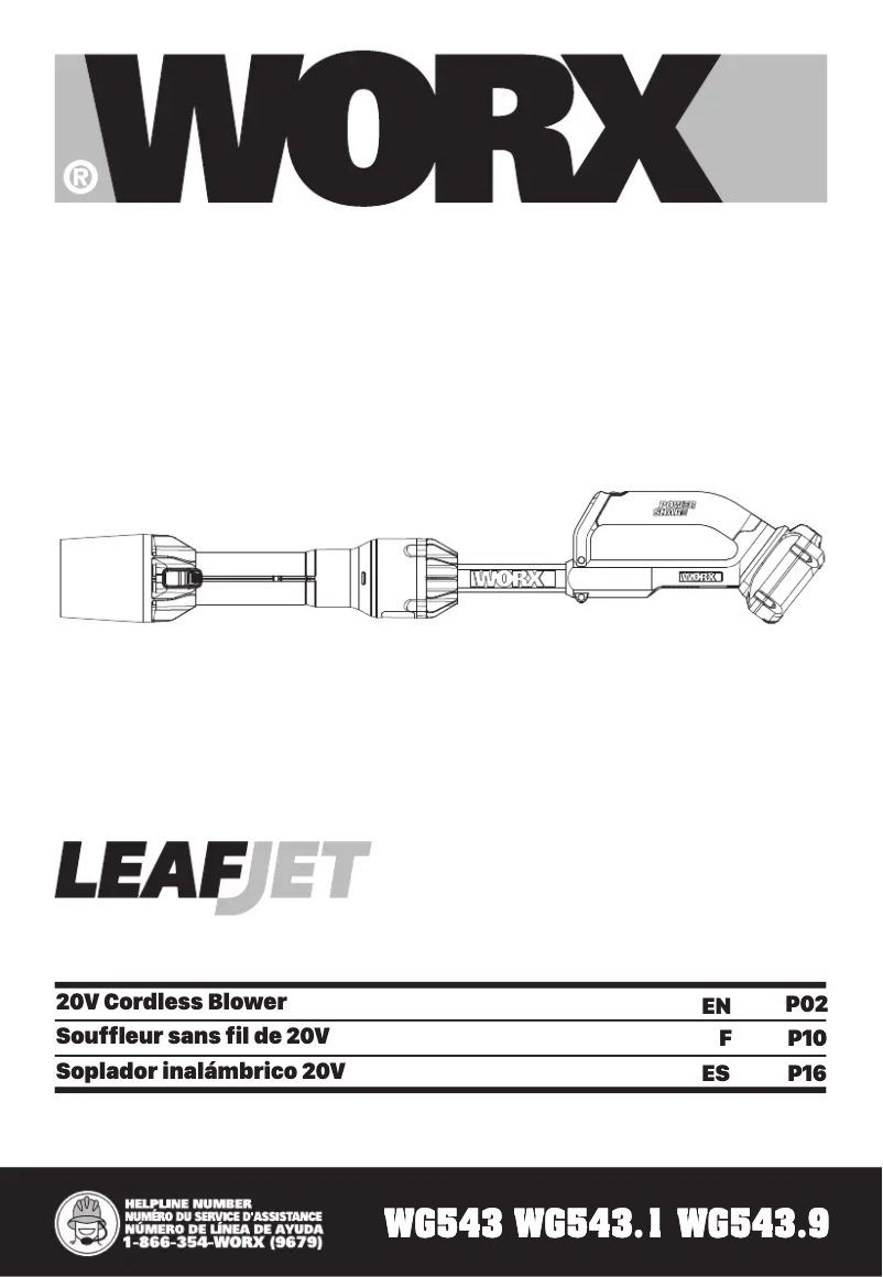 Page n°1 - Manuel utilisateur Worx LeafJet WG543.1