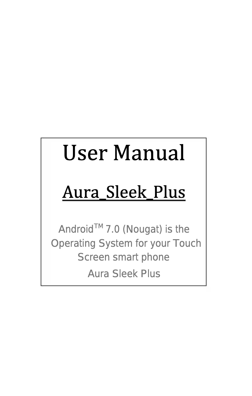 Image de la première page du manuel de l'appareil Aura Sleek Plus
