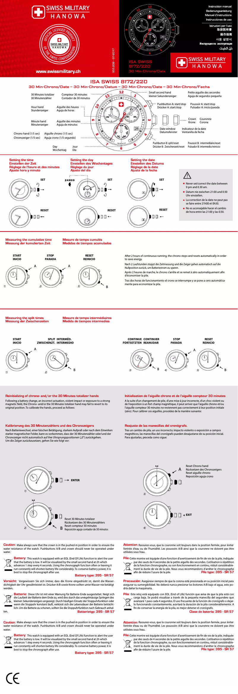 Page 1 of the manual User Manual Swiss Military Hanowa Chrono Classic