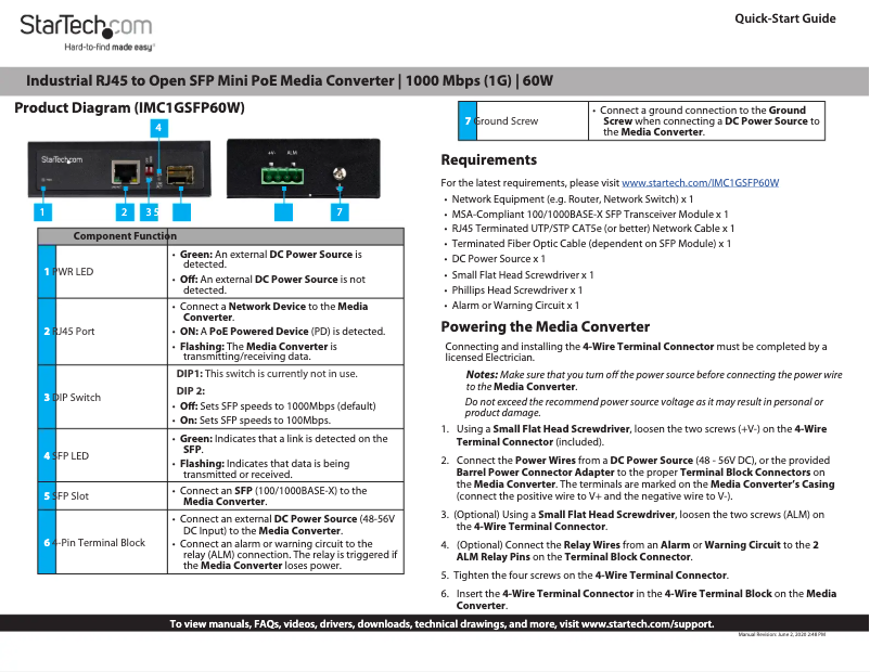 Image de la première page du manuel de l'appareil IMC1GSFP60W