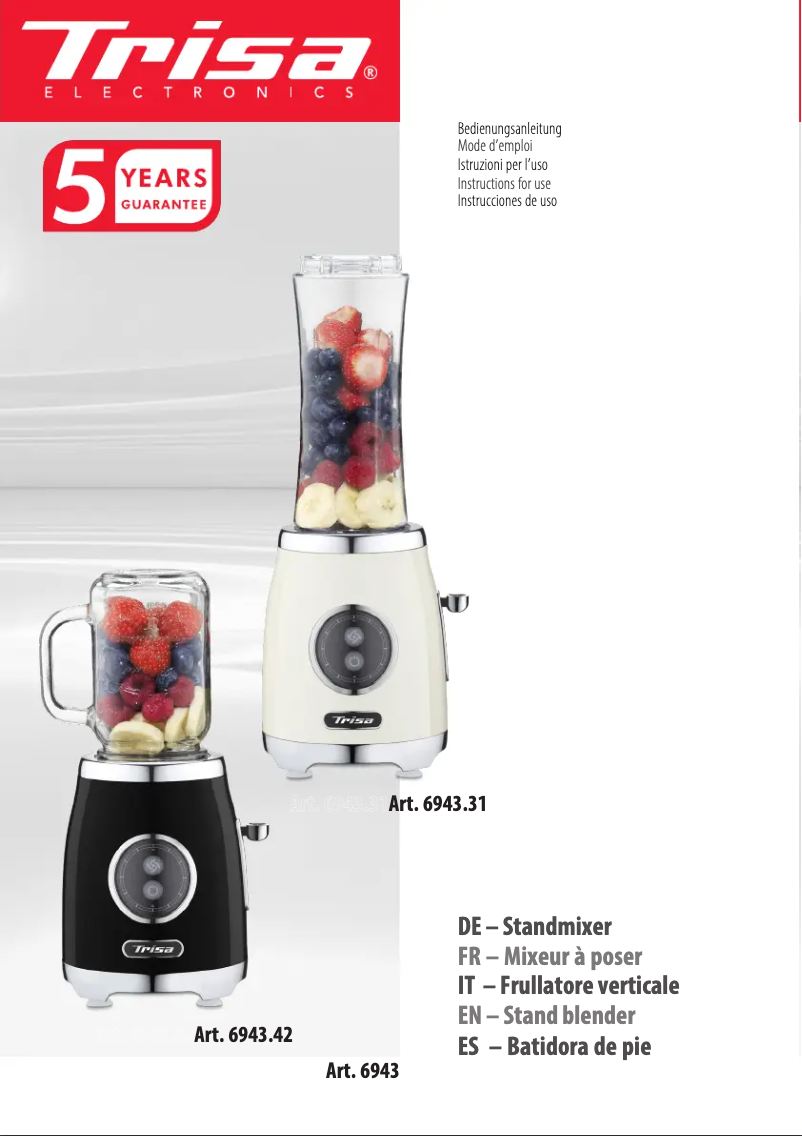 Page 1 de la notice Manuel utilisateur Trisa Mix 'n' Joy 6943.42