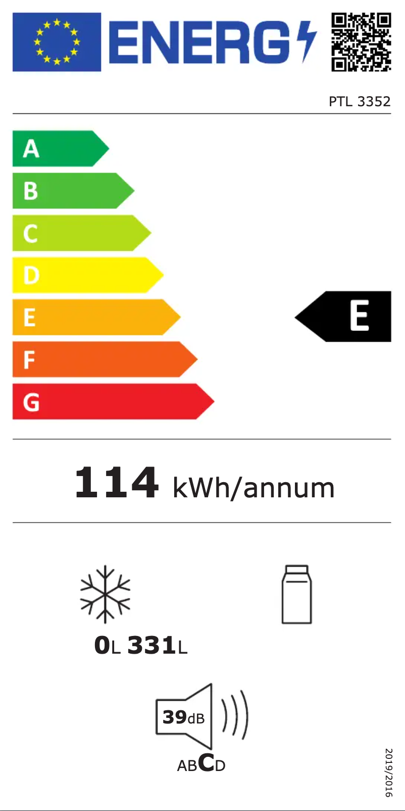 Page n°1 - Label énergétique Philco PTL 3352