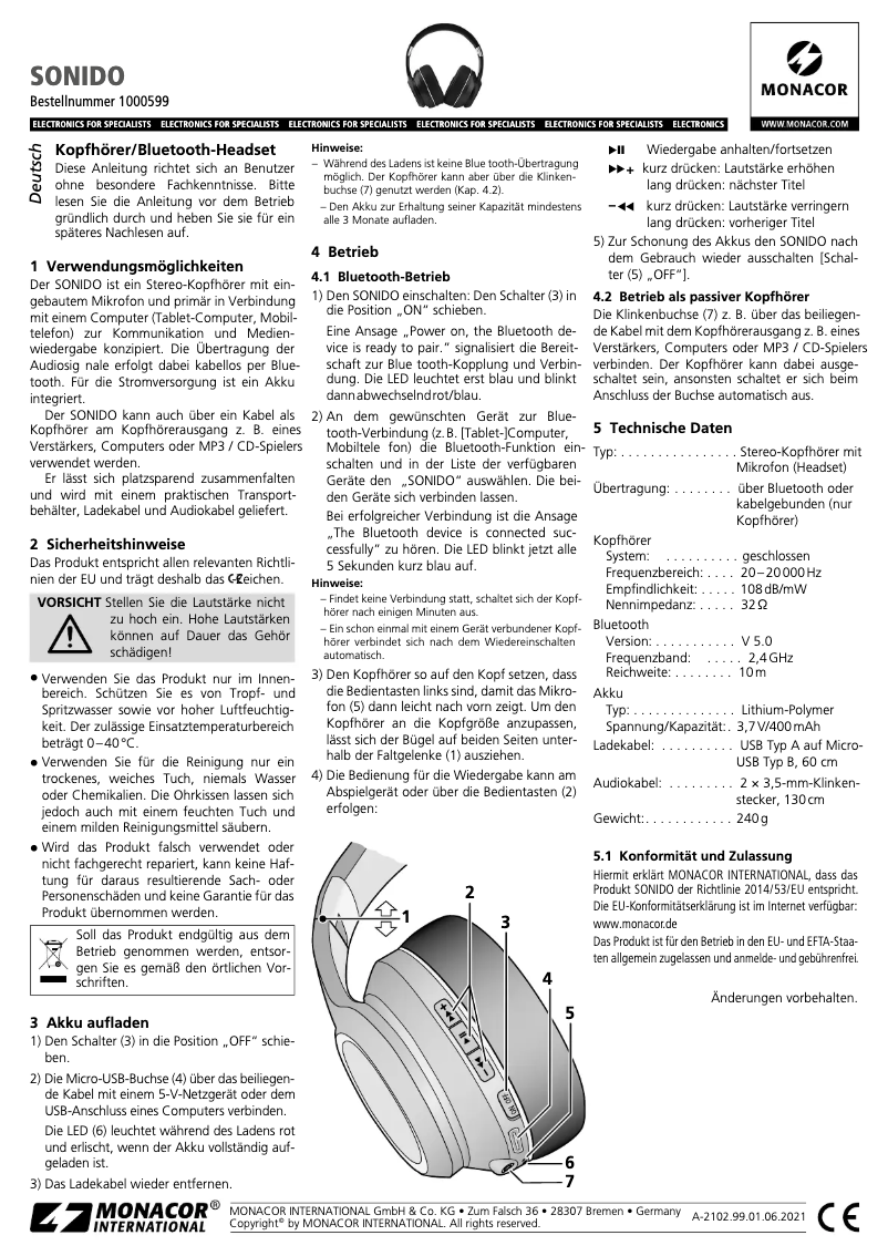 Page n°1 - Manuel utilisateur Monacor Sonido