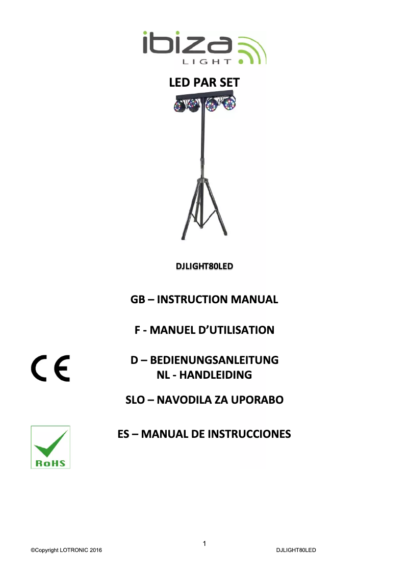 Página 1 del manual Manual de usuario Ibiza Sound DJLIGHT80LED