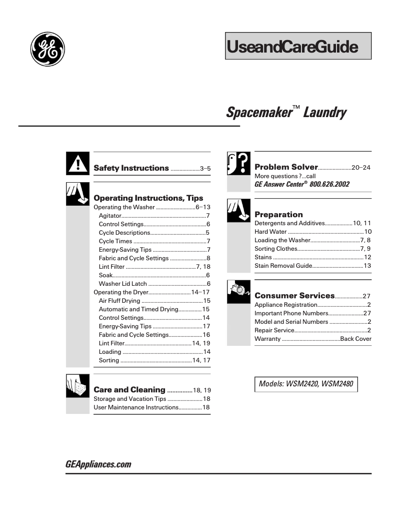 Image de la première page du manuel de l'appareil WSM2480TWW