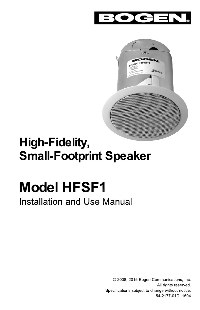 Page 1 de la notice Manuel utilisateur Bogen HFSF1