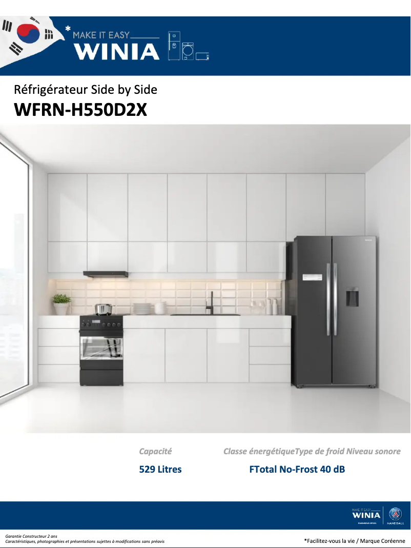 Page n°1 - Fiche technique Winia WFRN-H550D2X