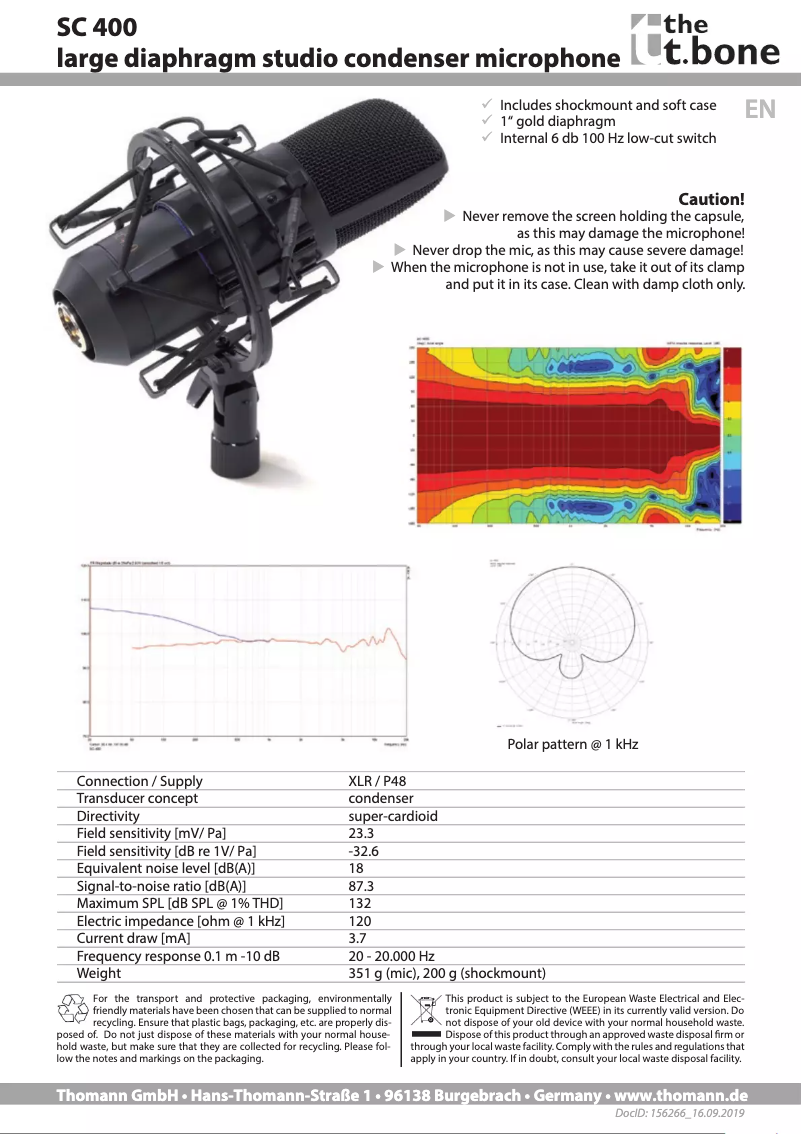 Page 1 de la notice Manuel utilisateur the t.bone SC 400