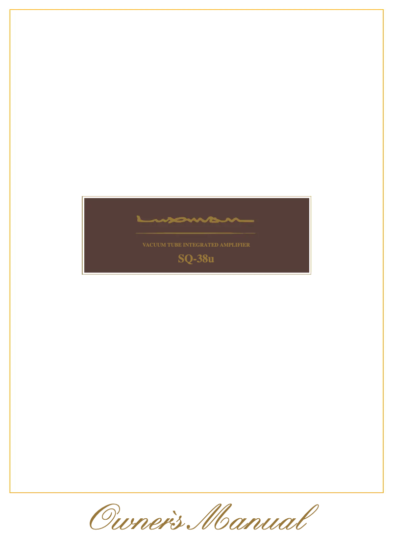 Page 1 de la notice Manuel utilisateur Luxman SQ-38u