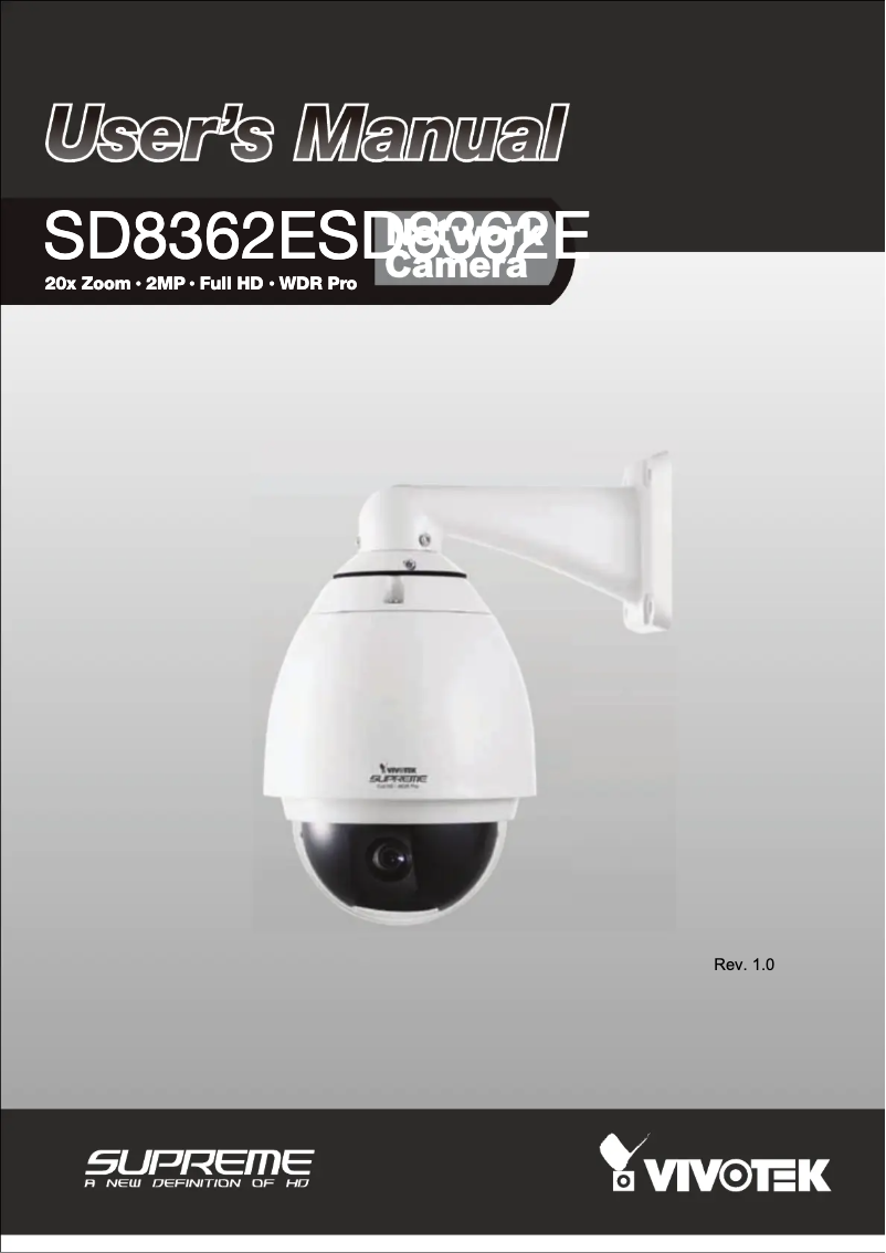 Page 1 de la notice Manuel utilisateur Vivotek SD8362E