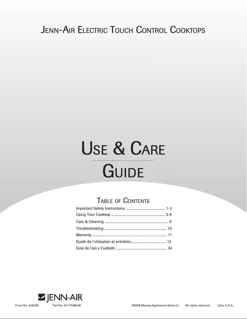 Page 1 de la notice Manuel utilisateur JennAir JEC0536ADB