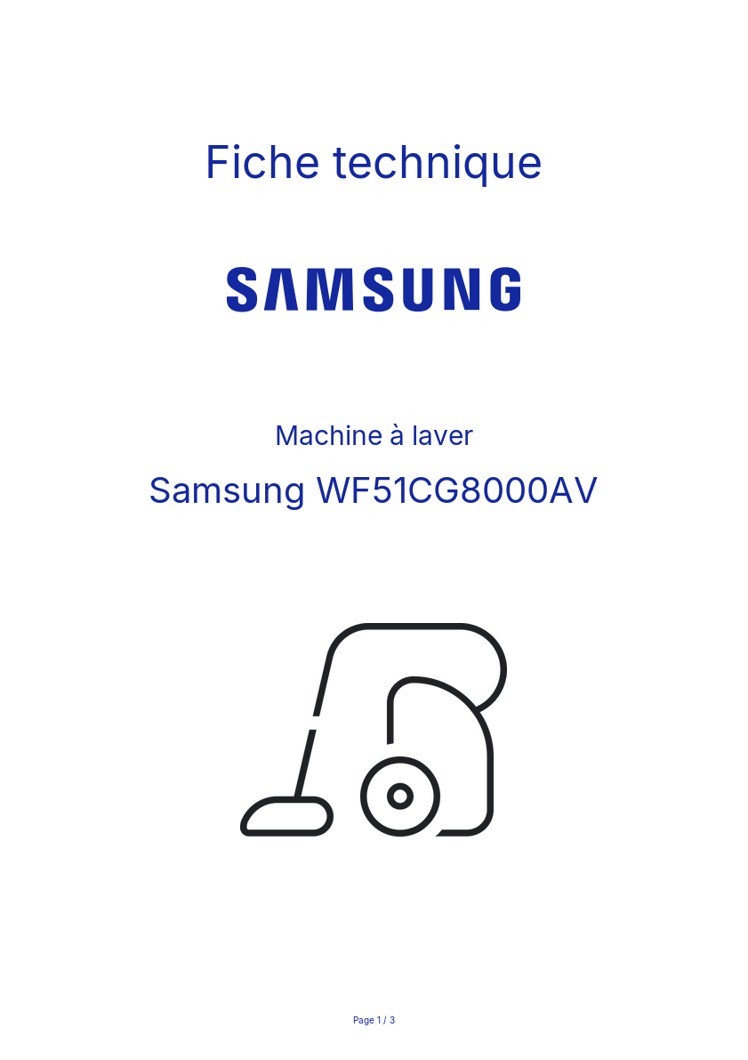 Page n°1 - Fiche technique Samsung WF51CG8000AV
