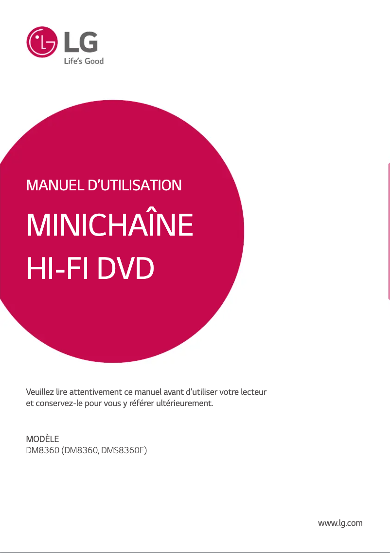 Page 1 de la notice Manuel utilisateur LG DM8360