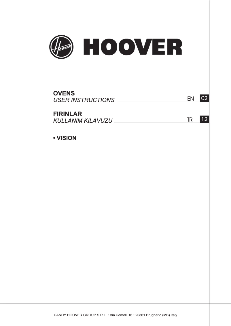 Page 1 de la notice Manuel utilisateur Hoover VISION/E