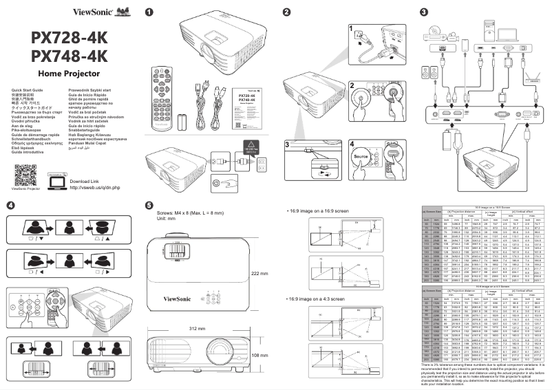 Page 1 de la notice Guide de démarrage rapide Viewsonic PX728-4K