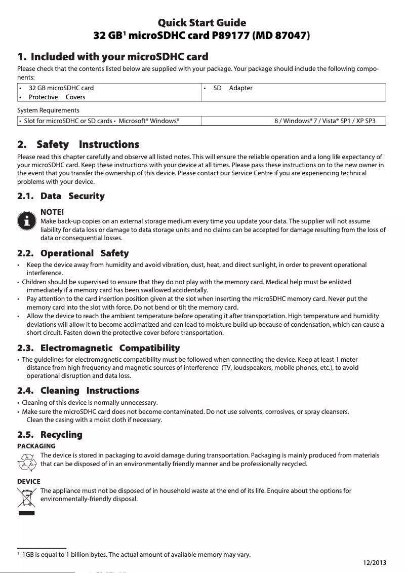 Image de la première page du manuel de l'appareil P89177 (MD 87047)