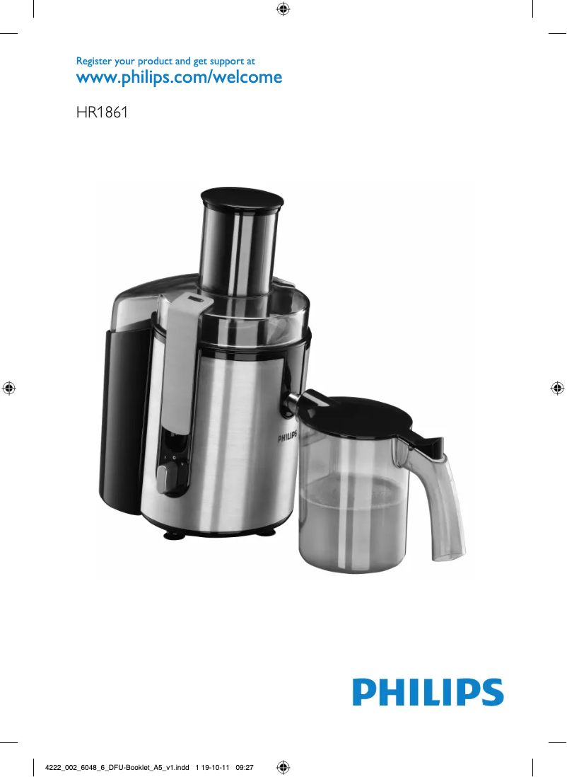 Page 1 de la notice Manuel utilisateur Philips Aluminium Collection HR1861