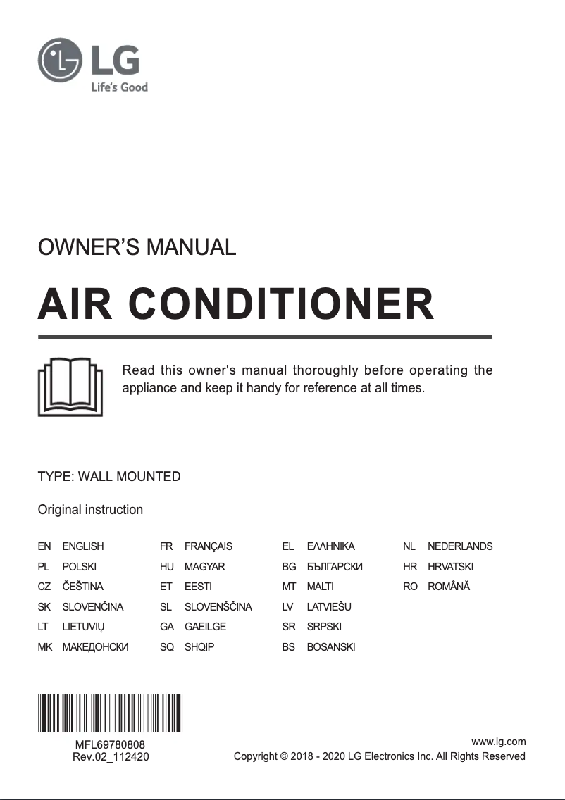 Page n°1 - Manuel utilisateur LG AC09BQ