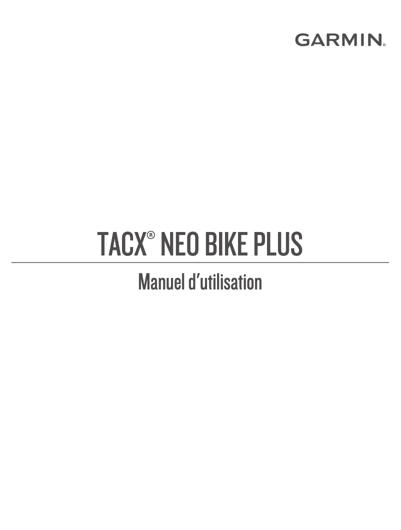 Page 1 de la notice Manuel utilisateur Garmin Tacx NEO Bike Plus