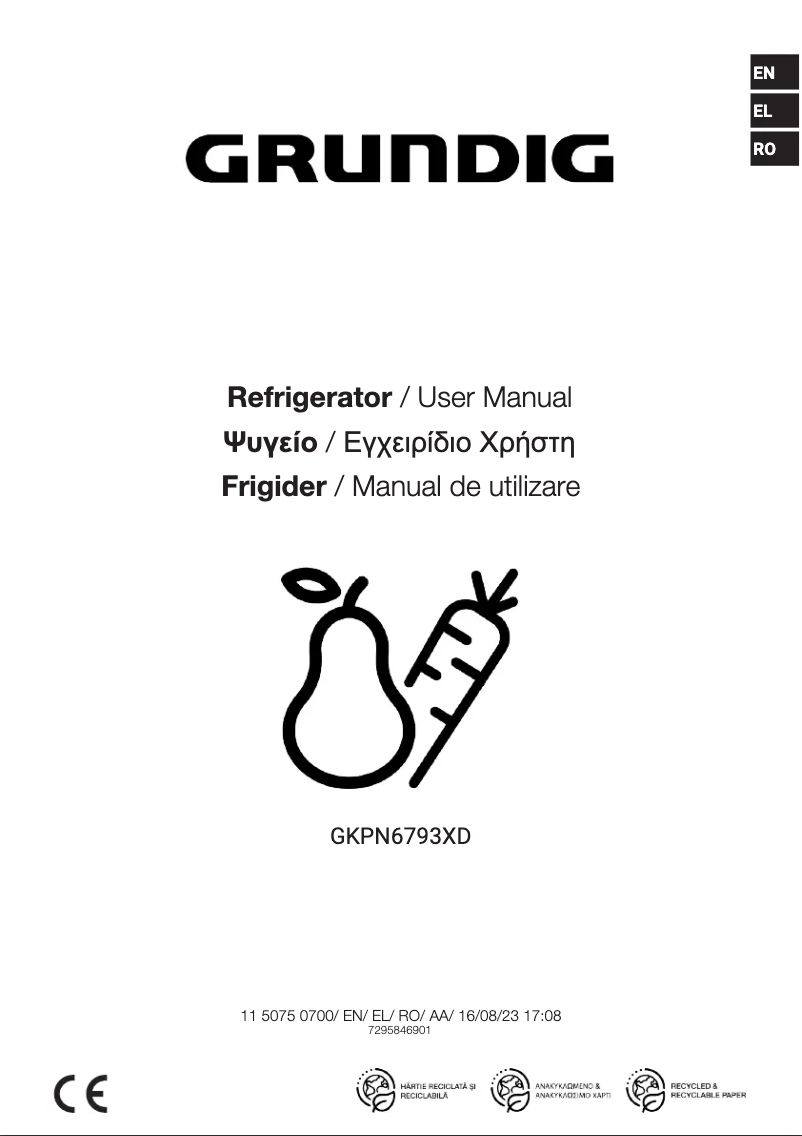 Page n°1 - Manuel utilisateur Grundig GKPN6793XD