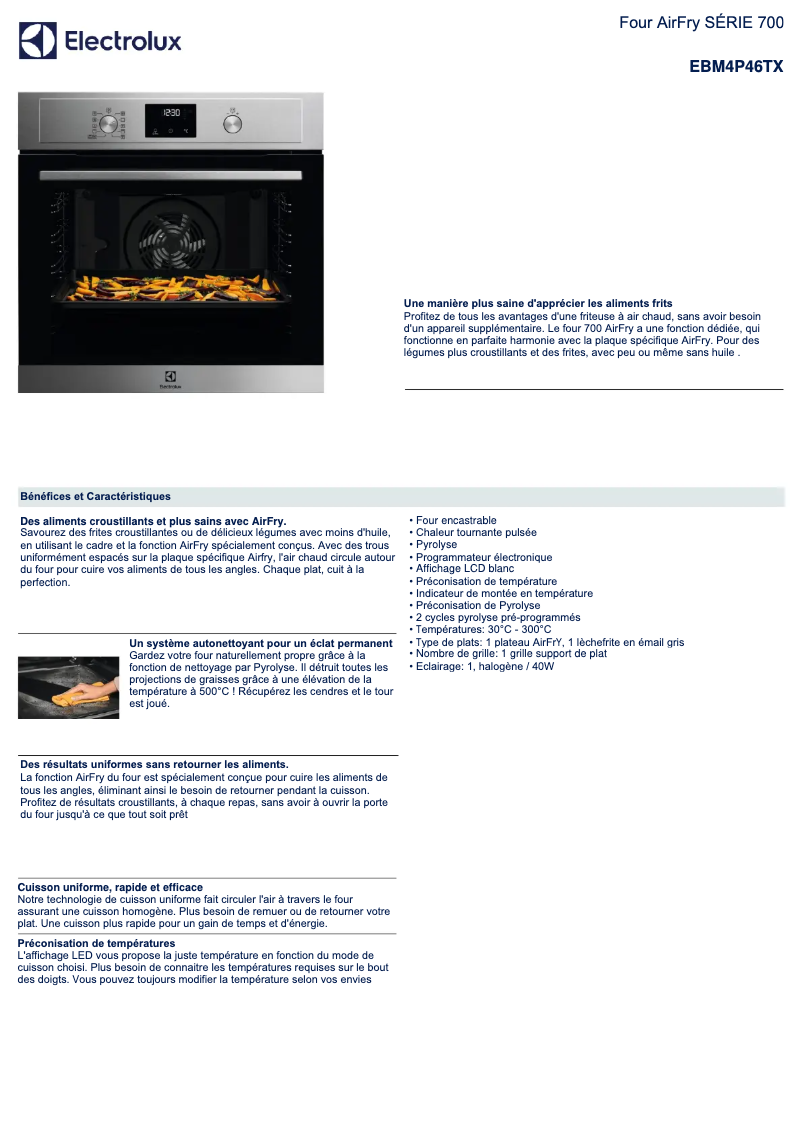 Page n°1 - Fiche technique Electrolux EBM4P46TX