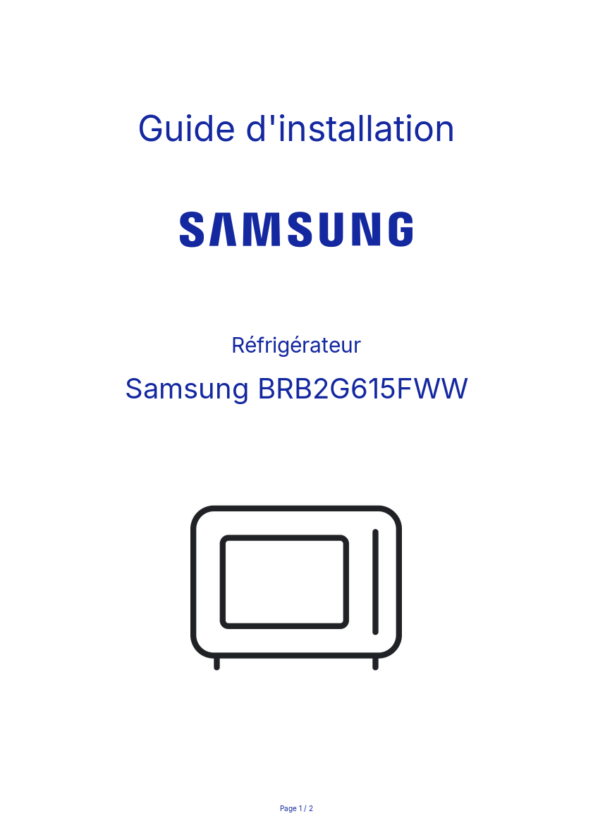 Image de la première page du manuel de l'appareil BRB2G615FWW