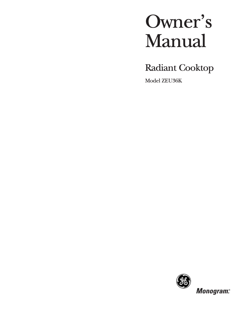 Página 1 del manual Manual de uso y mantenimiento GE ZEU36KBKBB