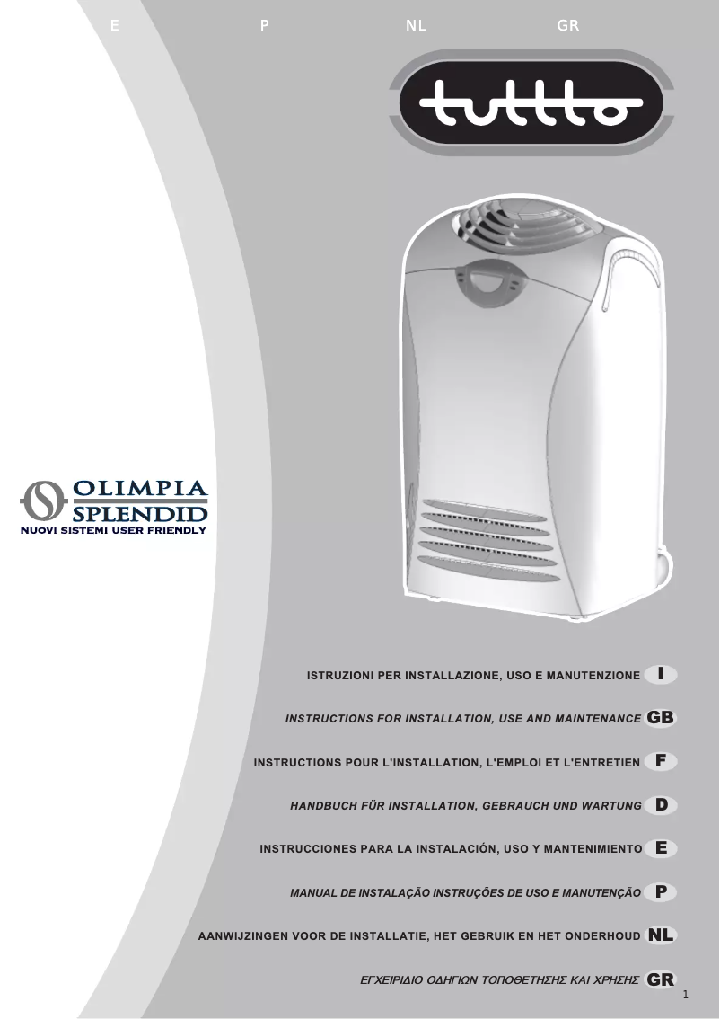 Page 1 de la notice Manuel utilisateur Olimpia Splendid Tuttto