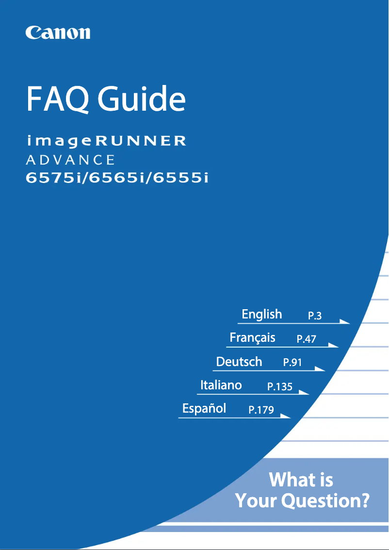 Page n°1 - FAQ Canon imageRUNNER ADVANCE 6555i II