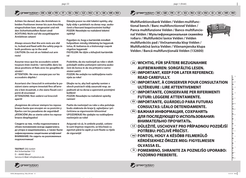 Page 1 of the manual User Manual Greemotion Velden