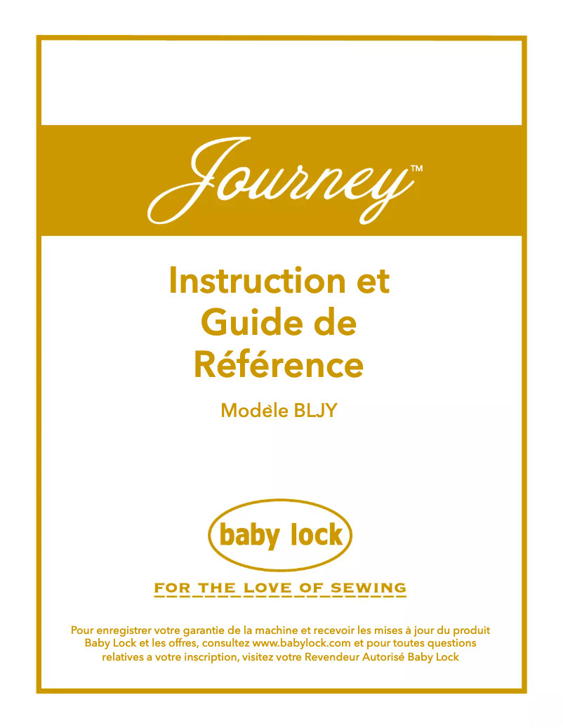 Page 1 de la notice Manuel utilisateur Baby Lock Journey