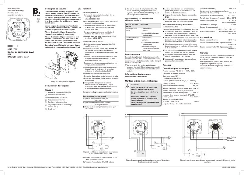 Page n°1 - Manuel utilisateur Hager 85421700