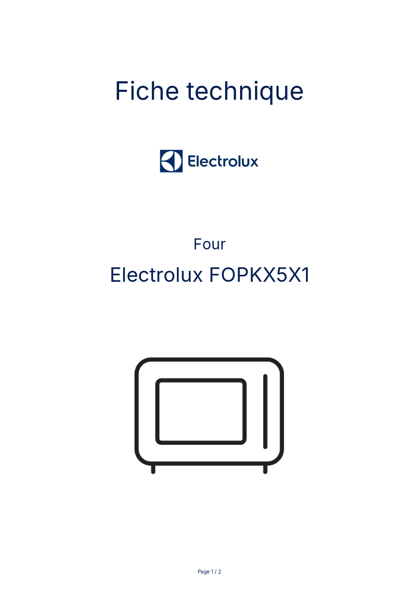 Page n°1 - Fiche technique Electrolux FOPKX5X1