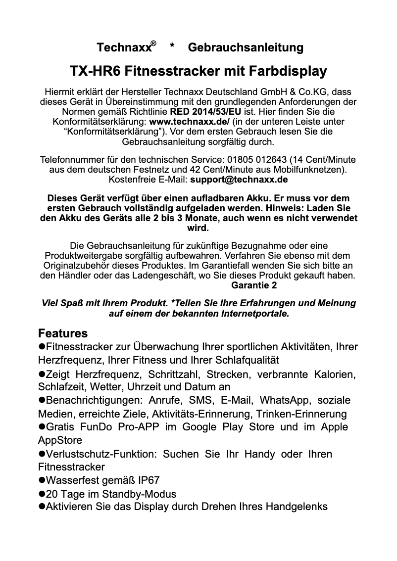 Image de la première page du manuel de l'appareil TX-HR6