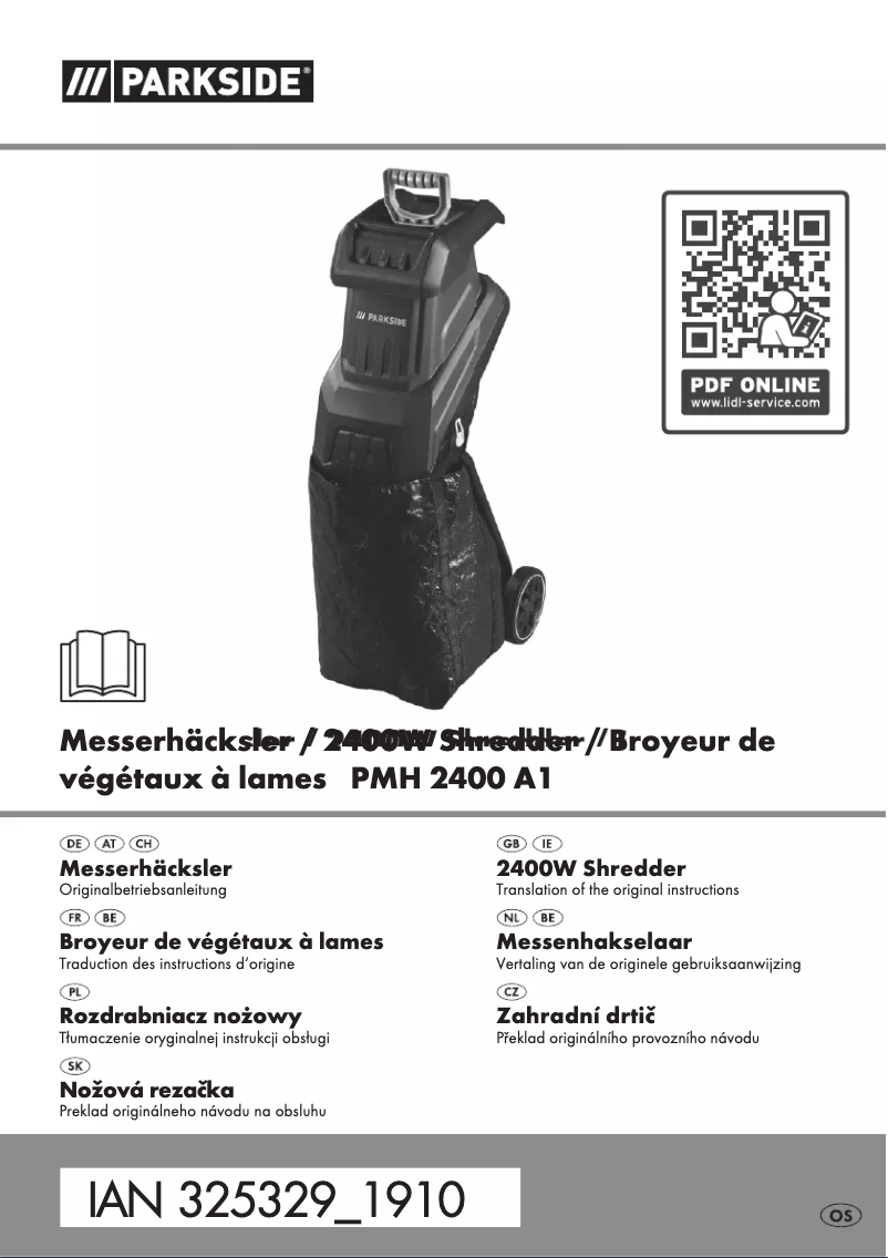 Page 1 de la notice Manuel utilisateur Parkside PMH 2400 A1