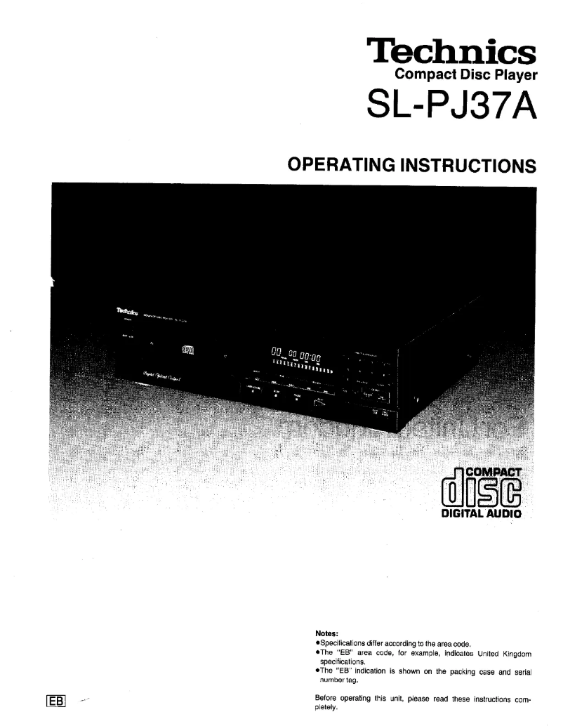 Page 1 de la notice Manuel utilisateur Technics SL-PJ37