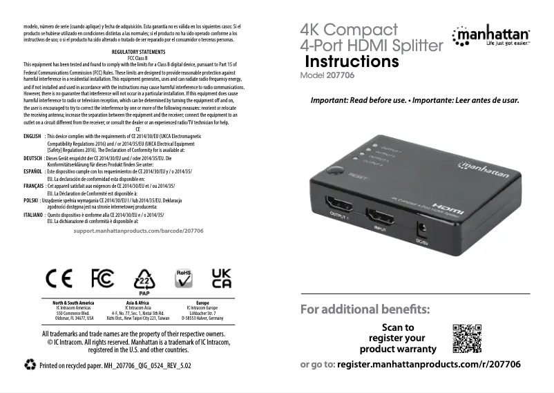 Image de la première page du manuel de l'appareil 207706