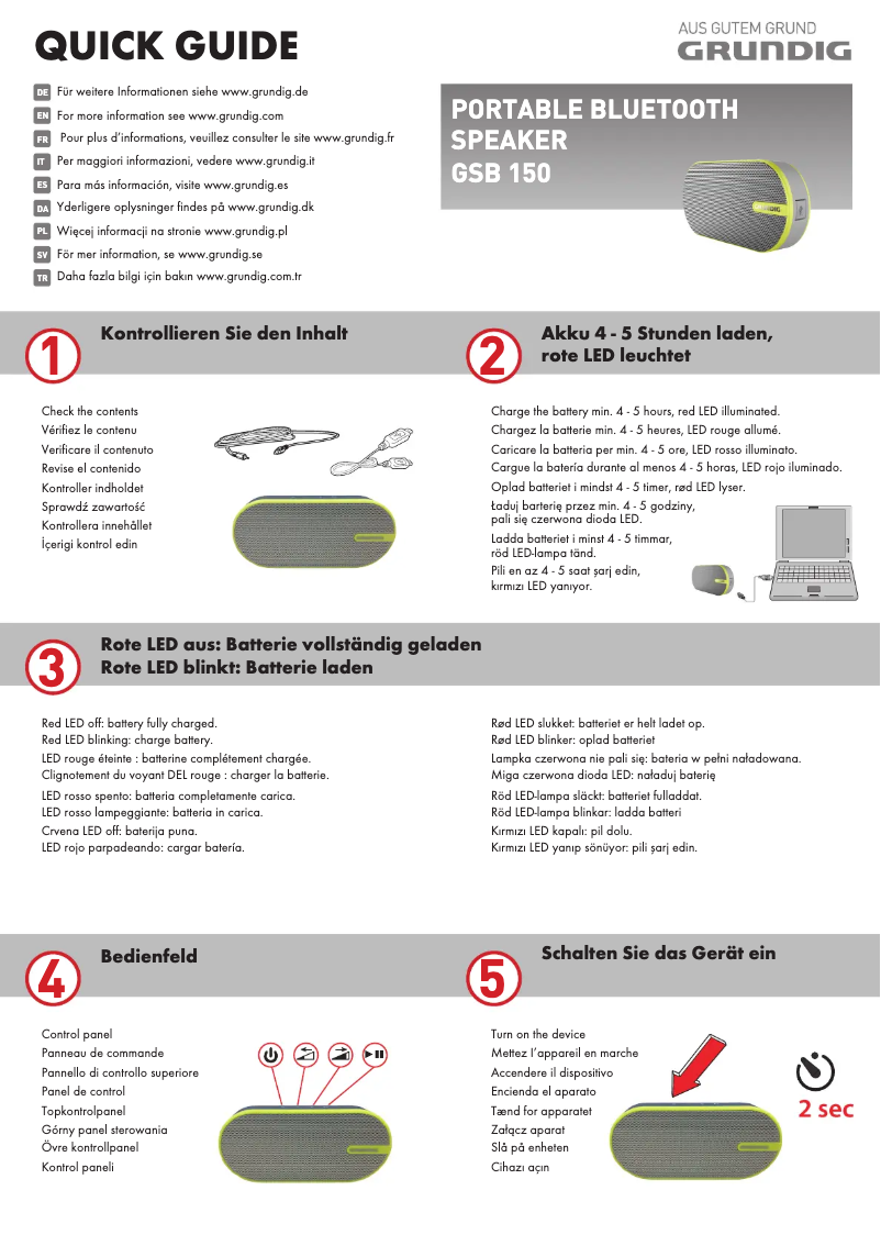 Page 1 de la notice Manuel utilisateur Grundig GSB 150