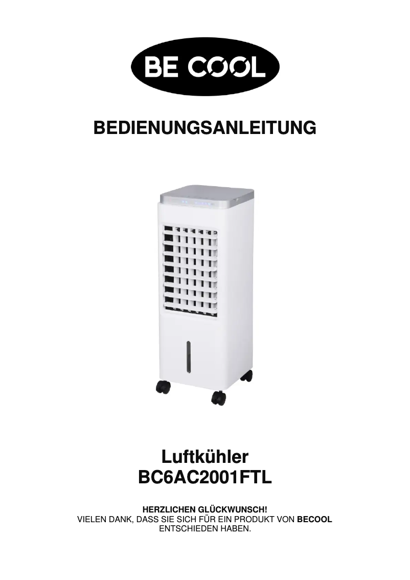 Page n°1 - Manuel utilisateur Be Cool BC6AC2001FTL