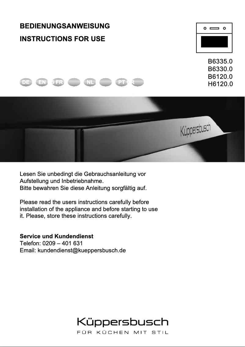 Page 1 de la notice Manuel utilisateur Küppersbusch B6335.0S1