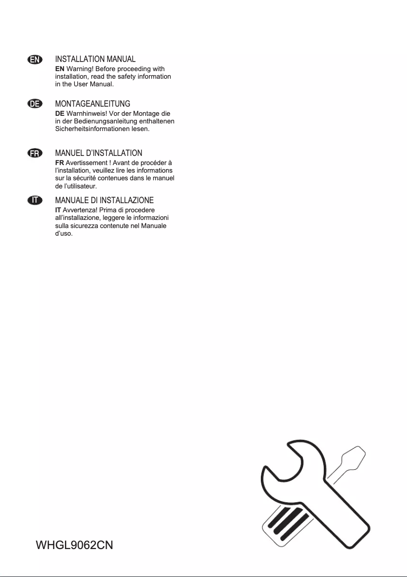Page n°1 - Guide d'installation Electrolux WHGL9062CN
