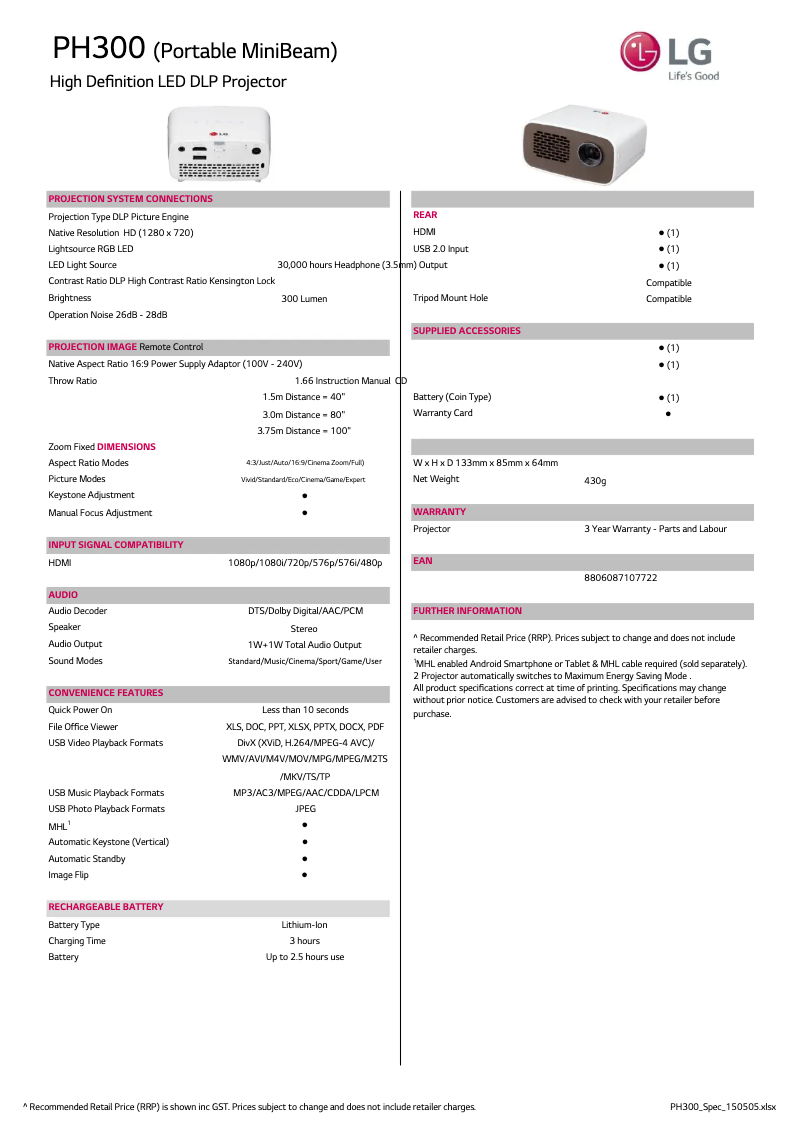 Image de la première page du manuel de l'appareil PH300