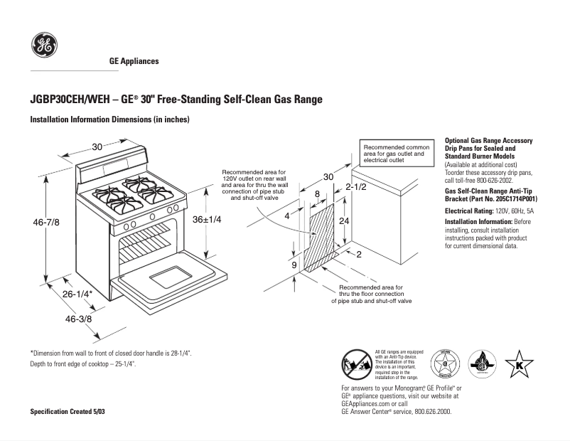 Image de la première page du manuel de l'appareil JGBP30CEHCC
