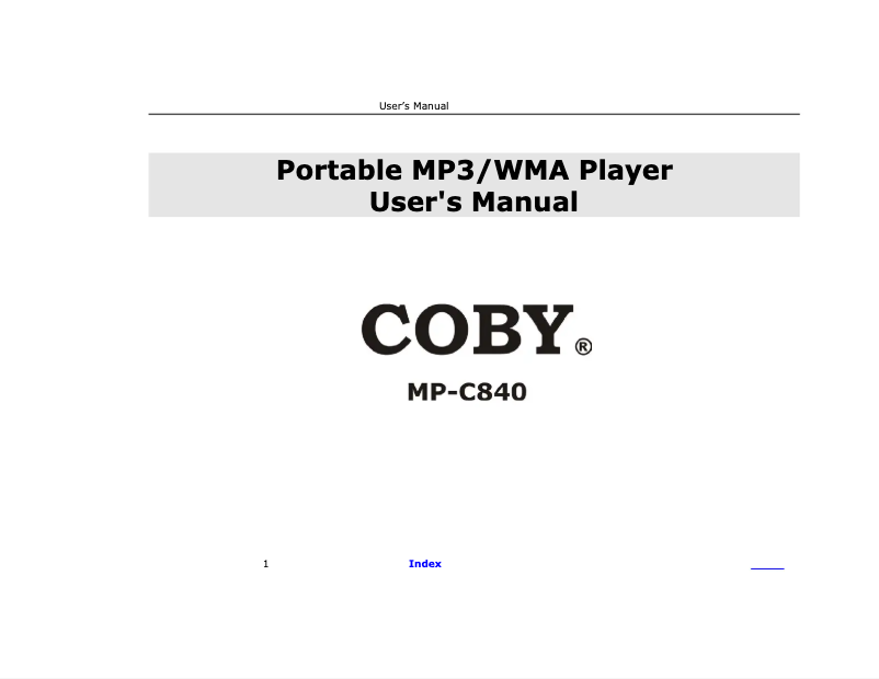 Página 1 del manual Manual de usuario Coby MPC840