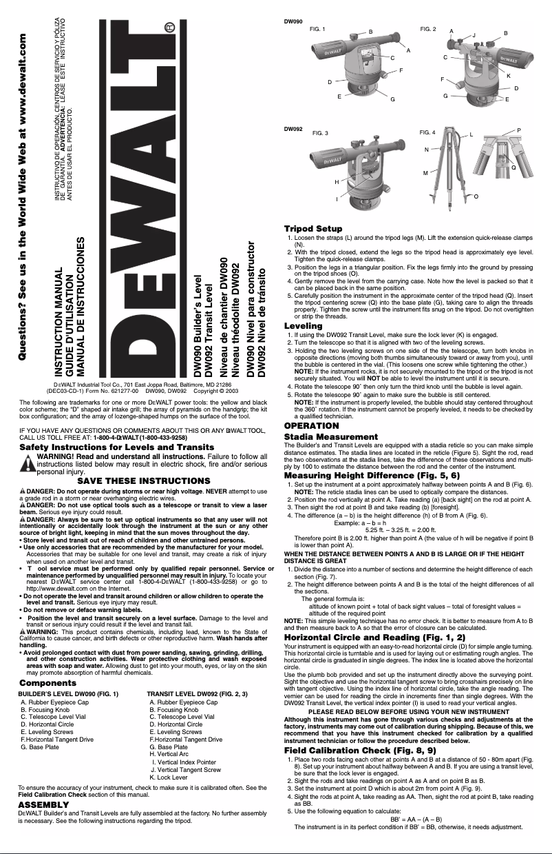 Image de la première page du manuel de l'appareil DW090